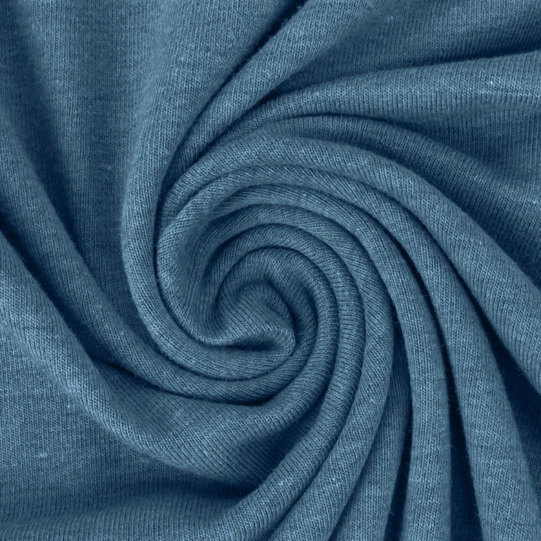 Cotton Jersey Melange Fabric Denim Blue