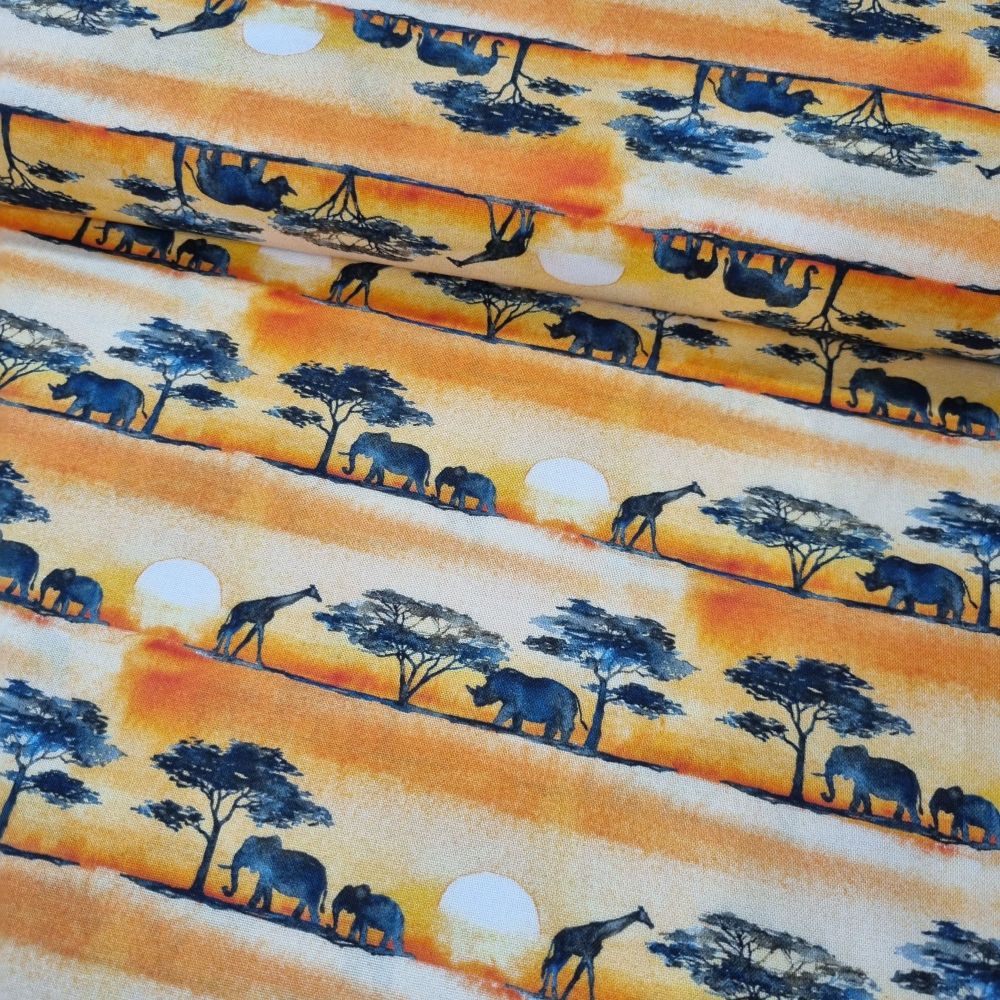 3 Wishes Cotton Fabric In To The Wild Sunset Safari