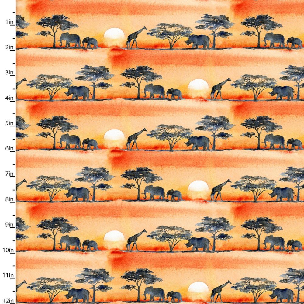 3 Wishes Cotton Fabric In To The Wild Sunset Safari