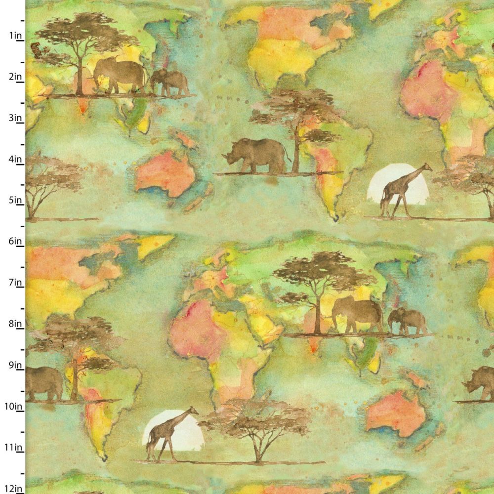 3 Wishes Cotton Fabric In To The Wild World Map