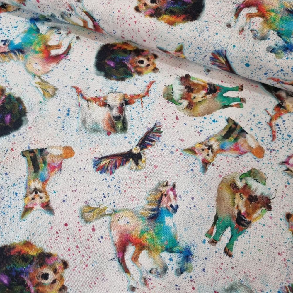 3 Wishes Cotton Fabric Whimsical Wild West Animals