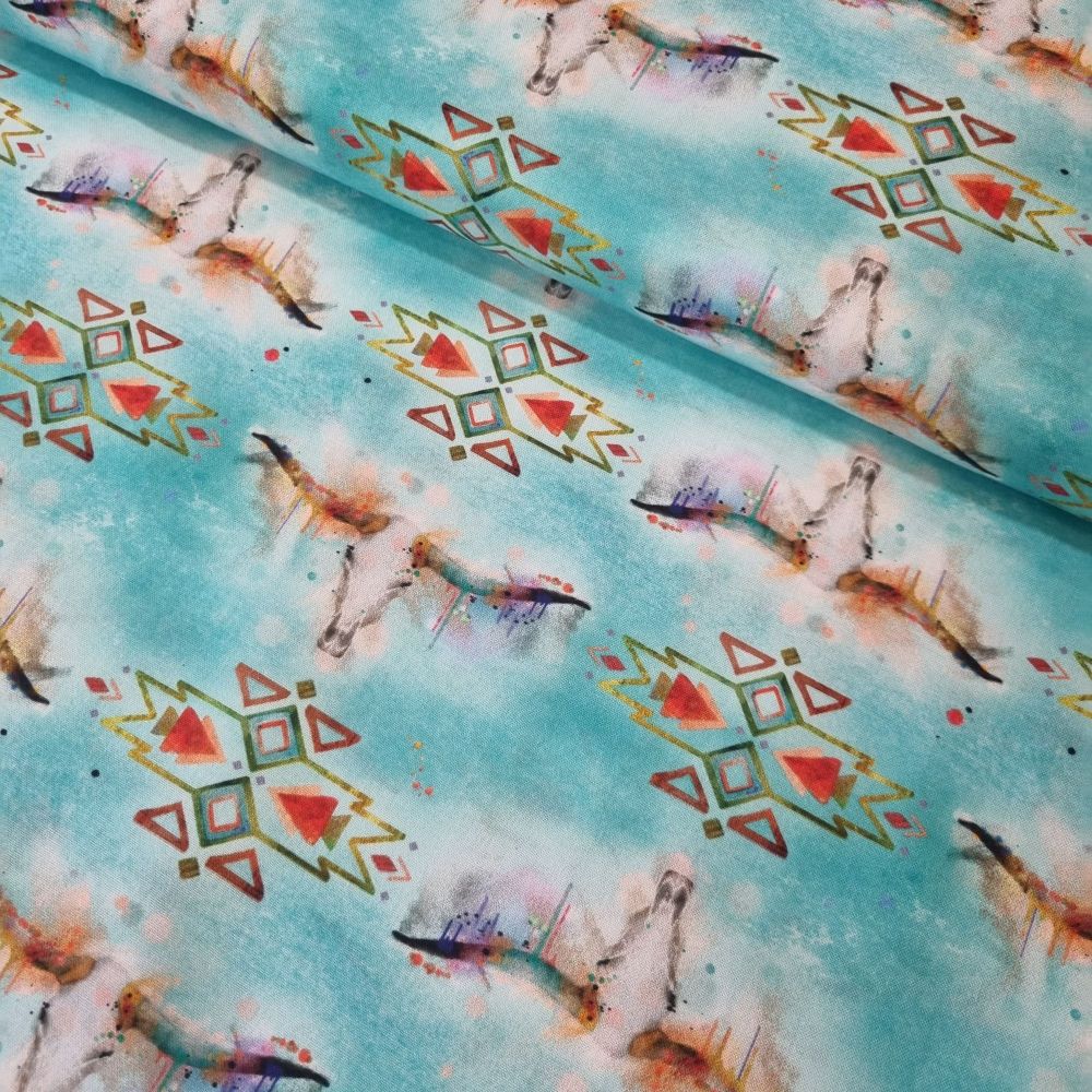 3 Wishes Fabric Cotton Fabric Whimsical West Longhorn Skulls