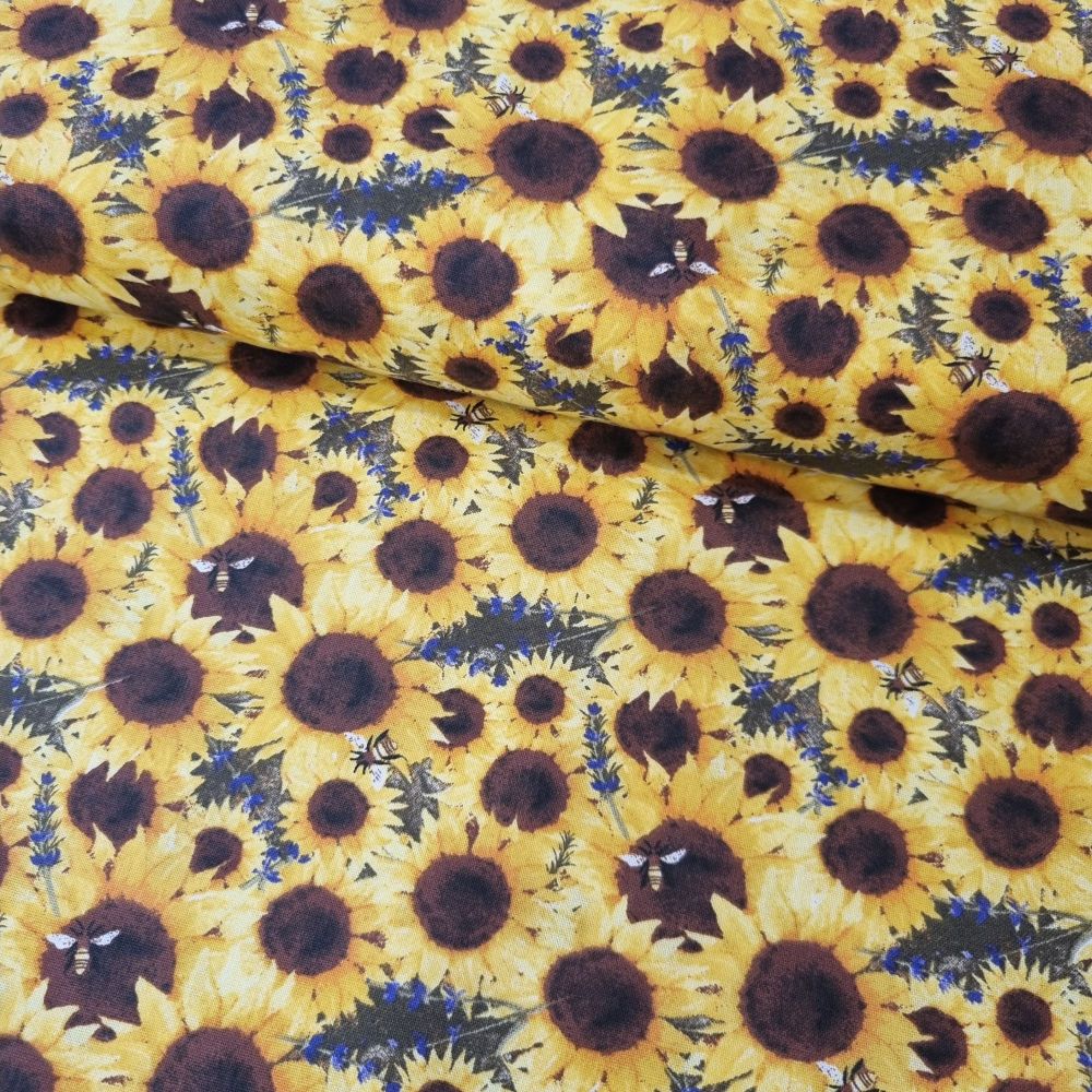 3 Wishes Cotton Fabric Locally Grown Sunflower Field