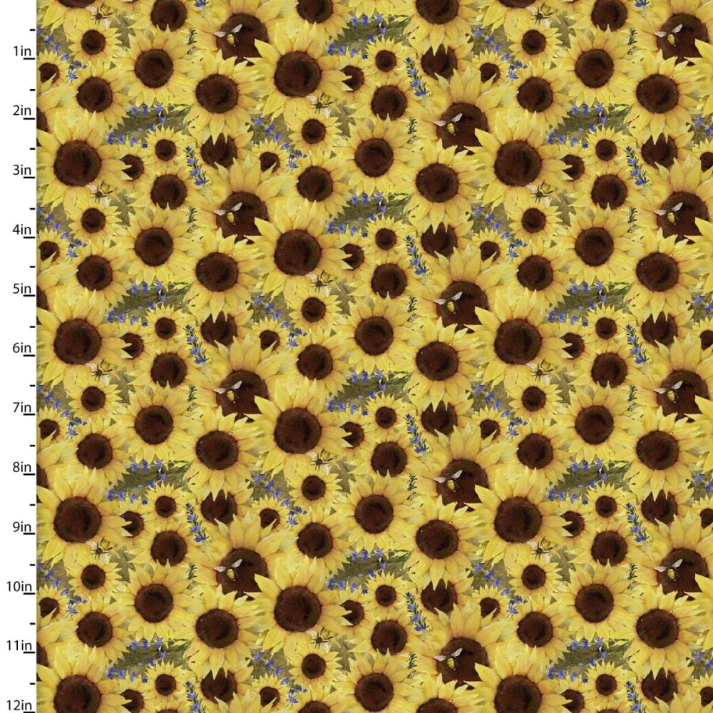 3 Wishes Cotton Fabric Locally Grown Sunflower Field