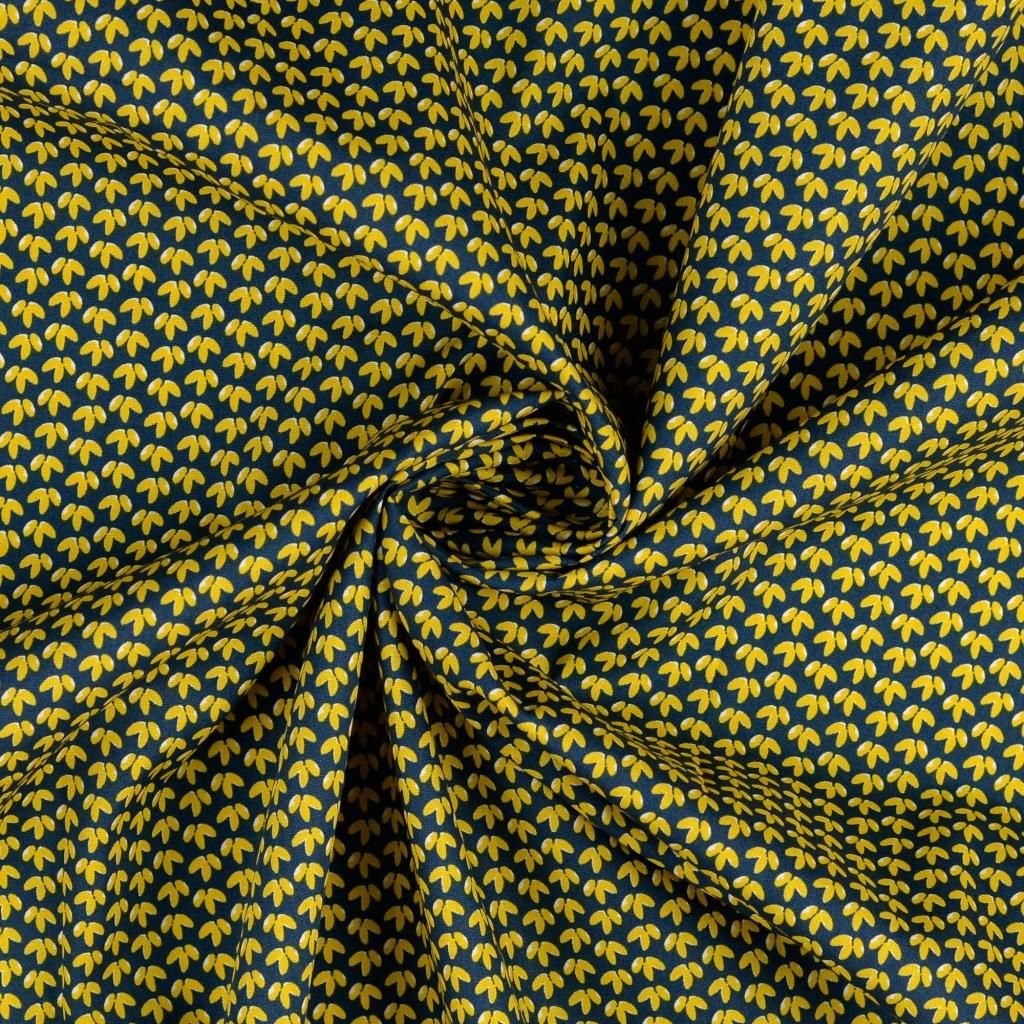 Cotton Fabric Navy Leaf