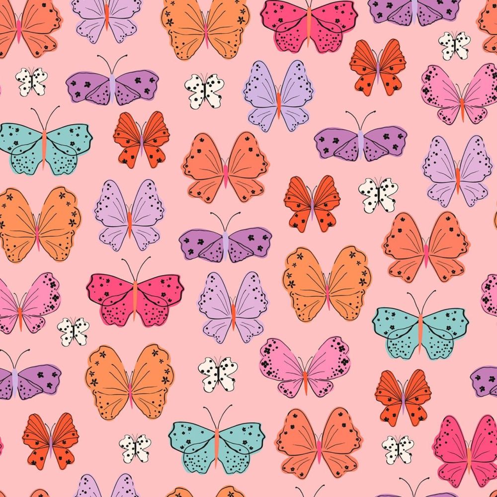 Dashwood Studio Cotton Fabric Butterfly Fields Butterflies Pink