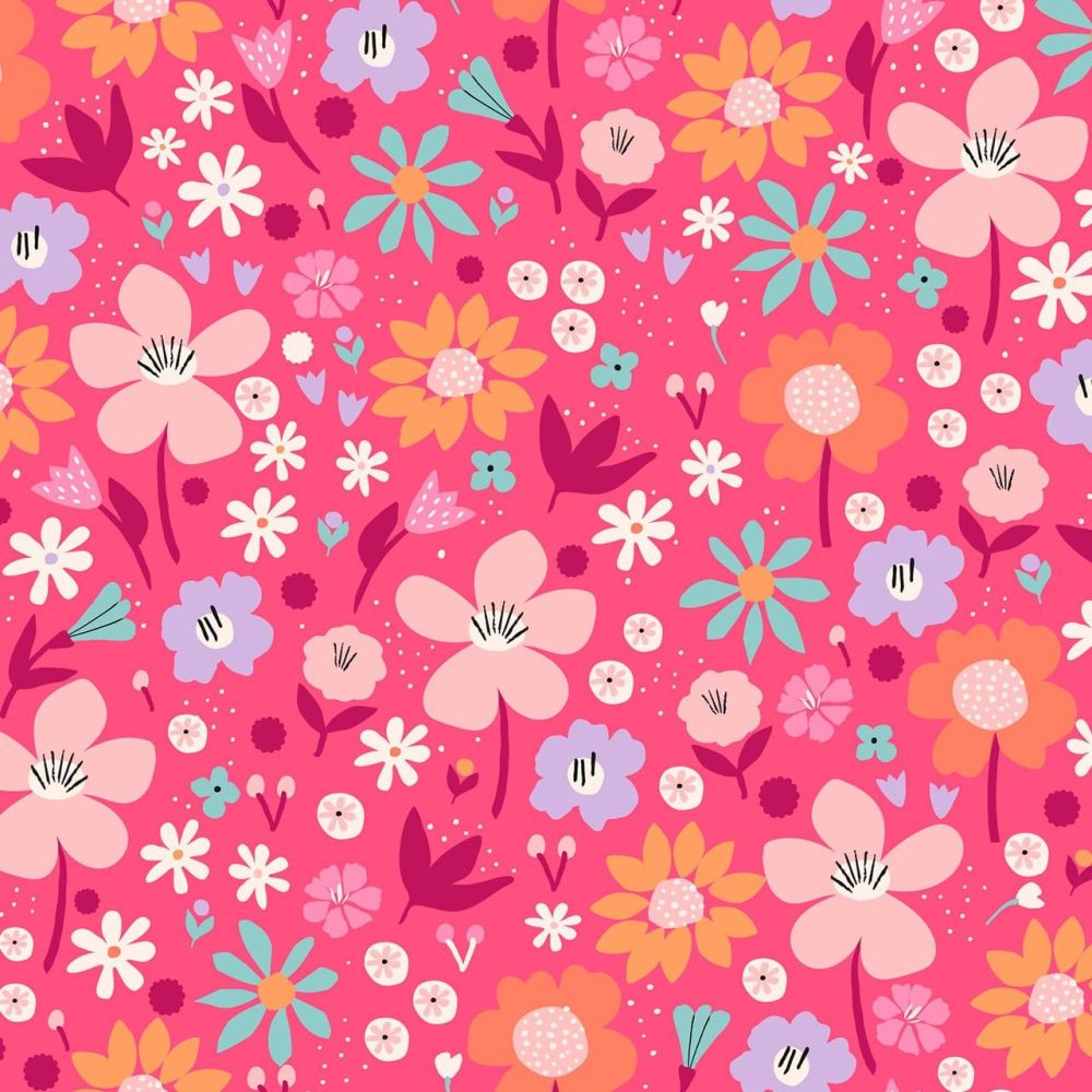 Dashwood Studio Cotton Fabric Butterfly Fields Flowers Pink