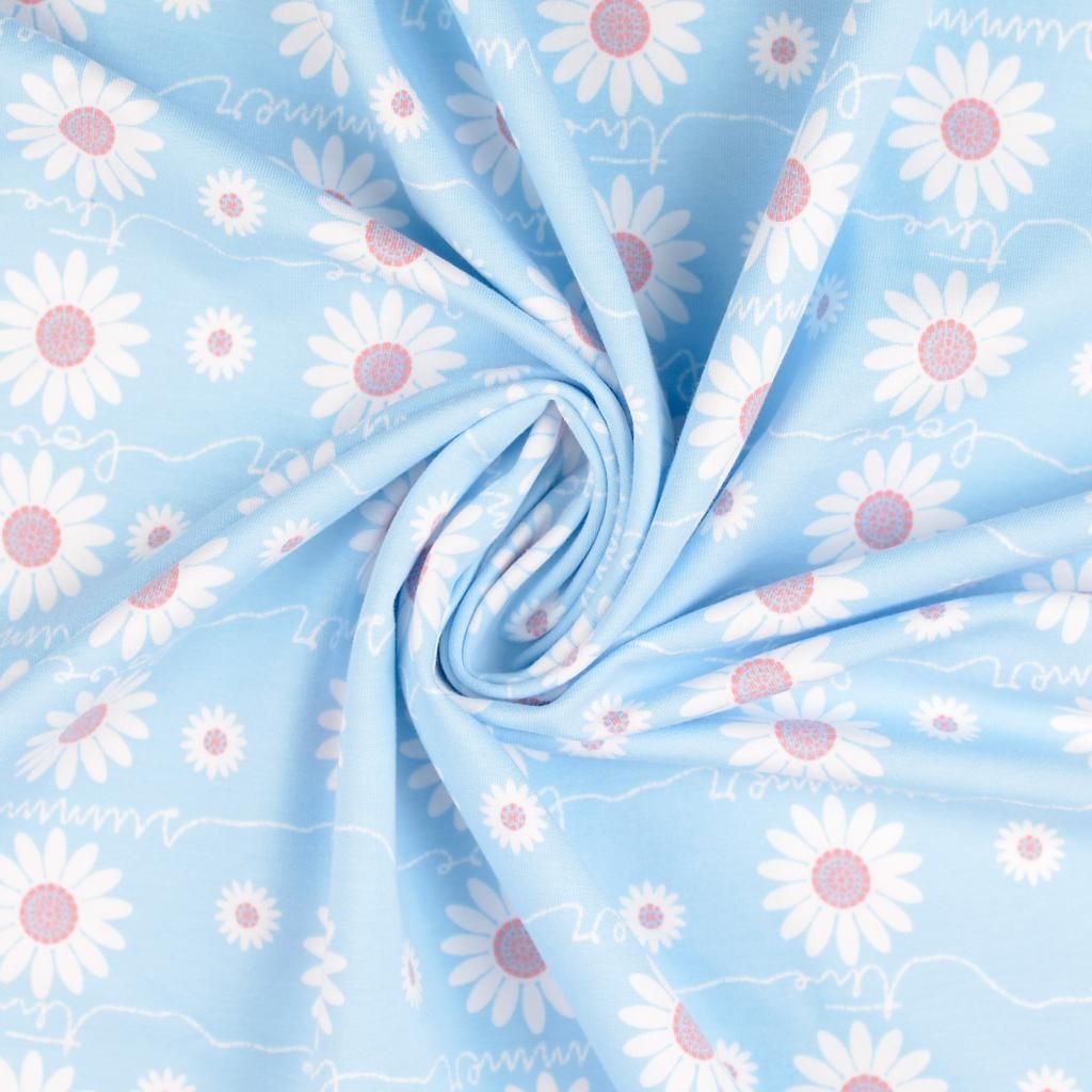 French Terry Fabric Looped Back Summer Love Soft Sky