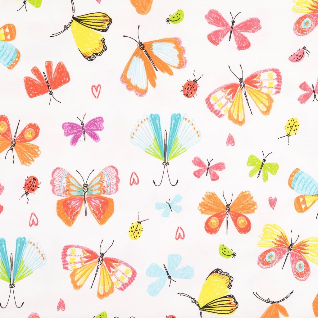 Organic Cotton Jersey Fabric Butterflies