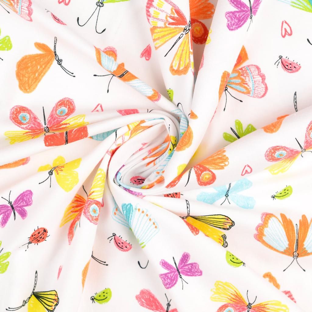 Organic Cotton Jersey Fabric Butterflies