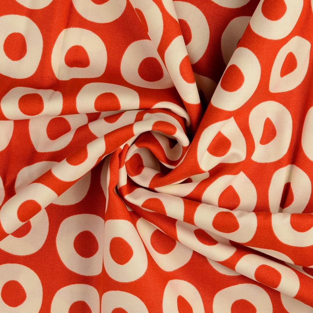 Cotton Canvas Fabric Terracotta Circles