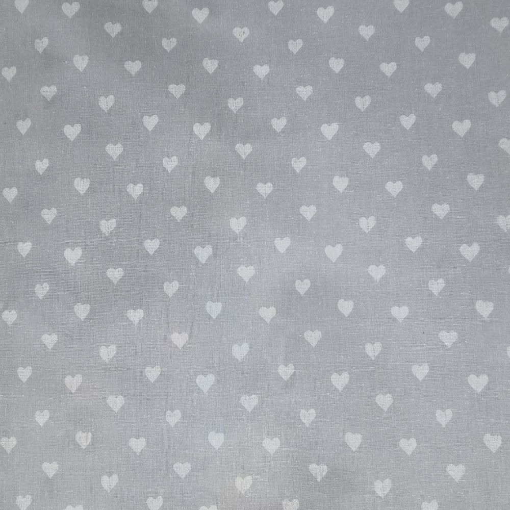 Oilcloth Fabric Hearts Grey