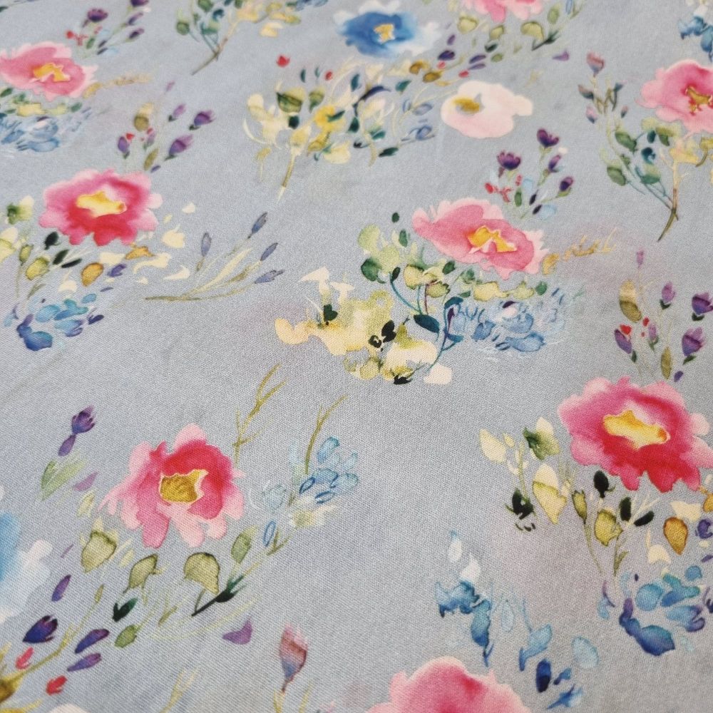 Cotton Fabric Watercolour Flowers