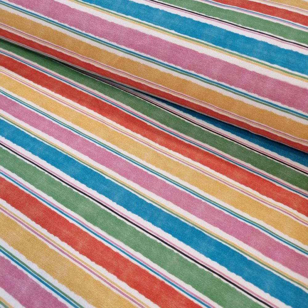 Cotton Jersey Fabric Watercolour stripes
