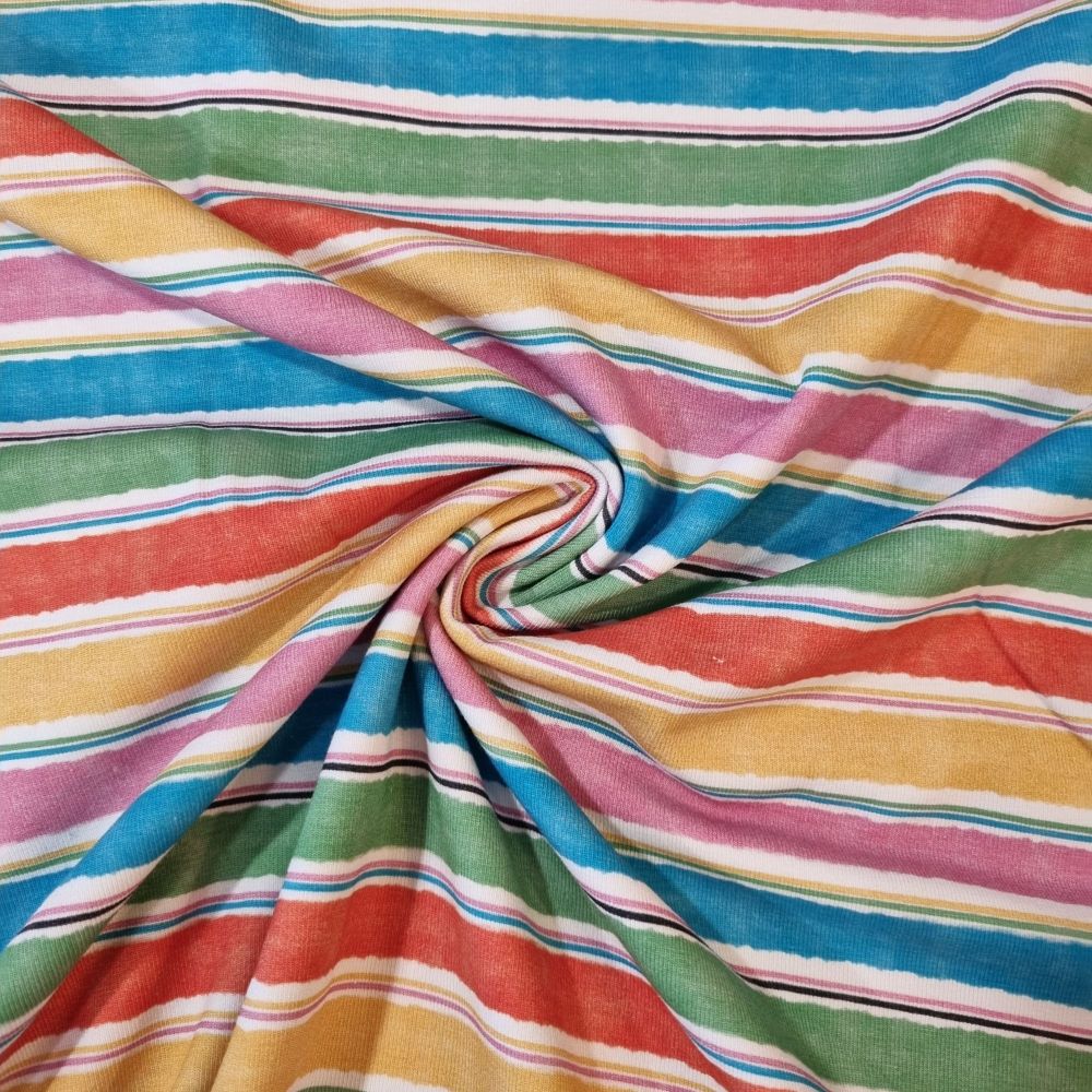 Cotton Jersey Fabric Watercolour stripes