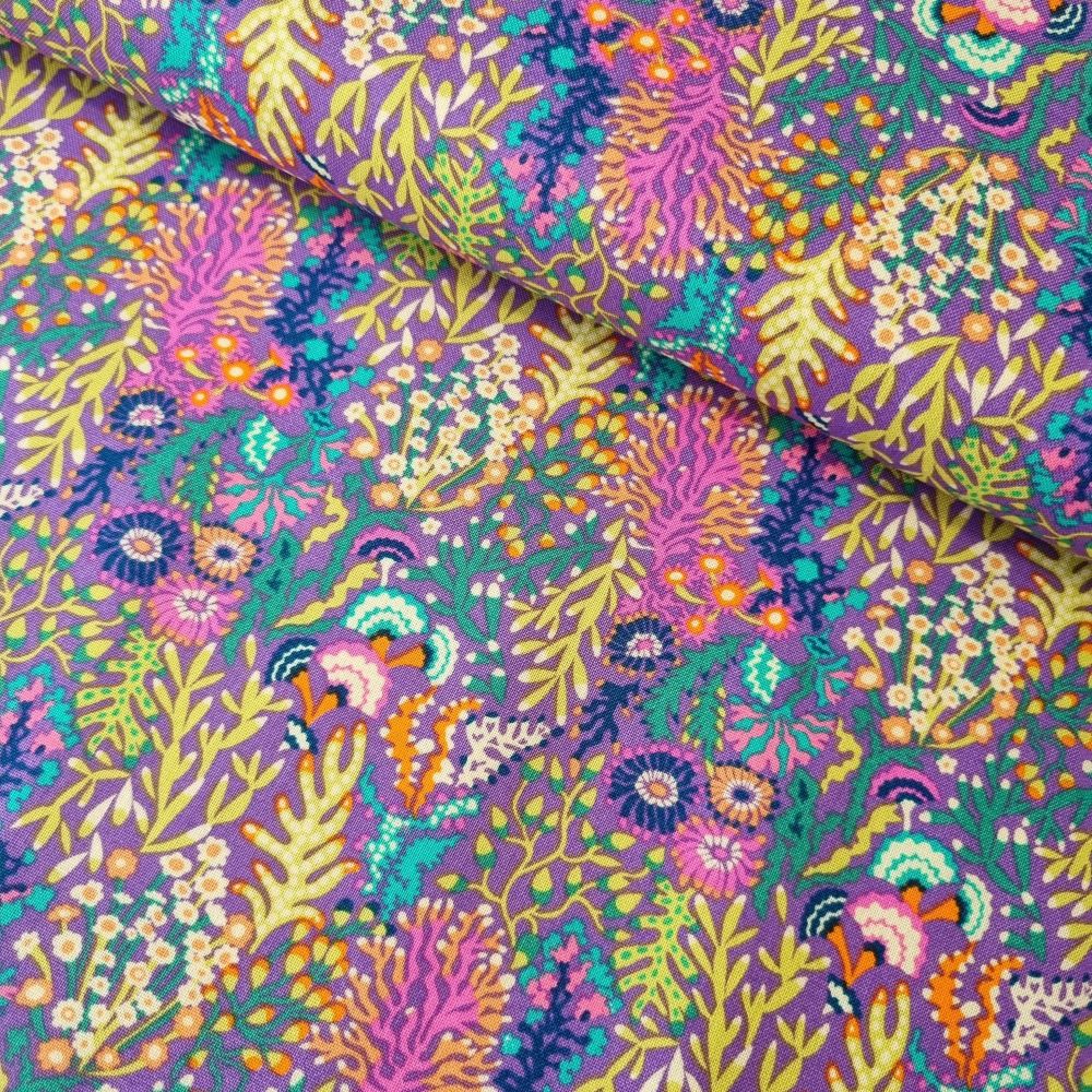 Sally Kelly Atlantis Cotton Fabric Seaweed Amethyst