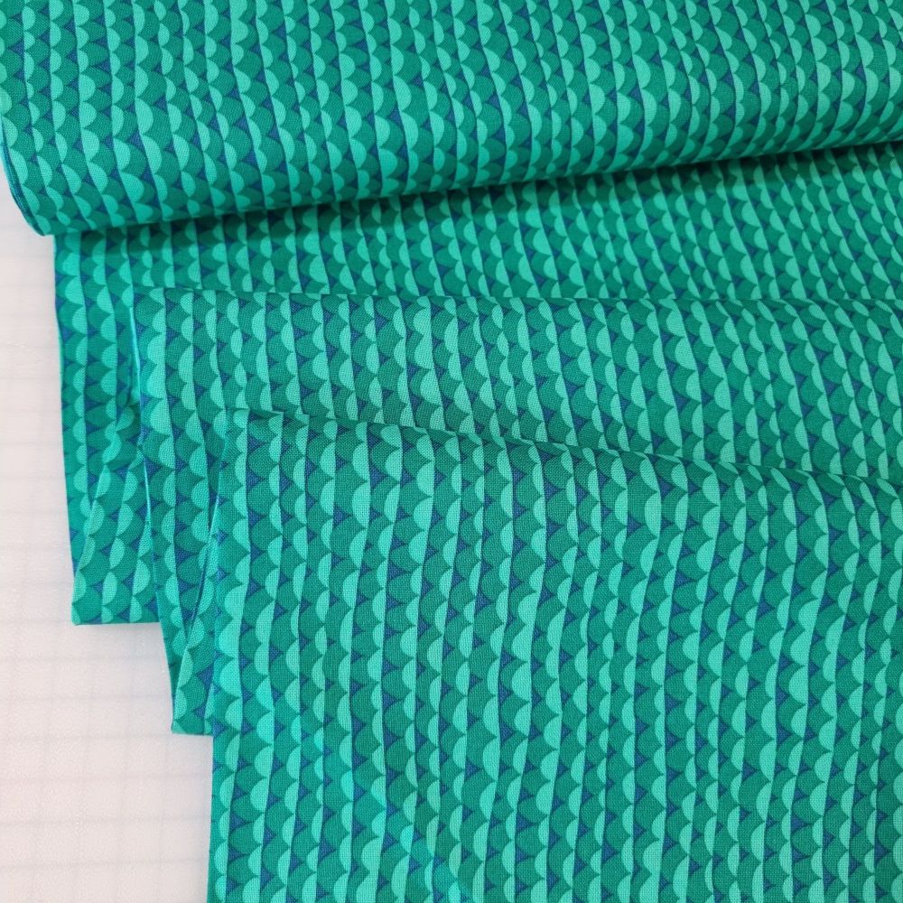 Sally Kelly Atlantis Cotton Fabric Ripple Emerald