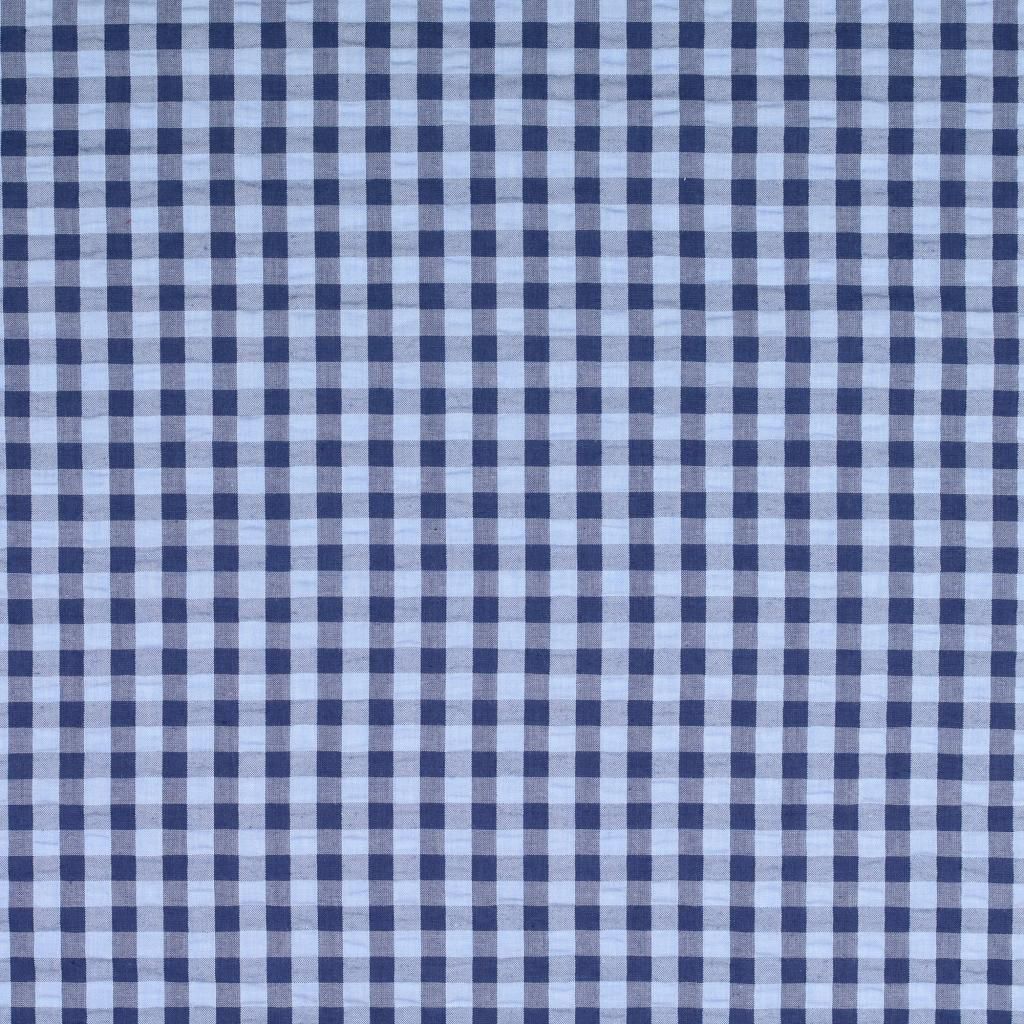 Seersucker Fabric Blue Check