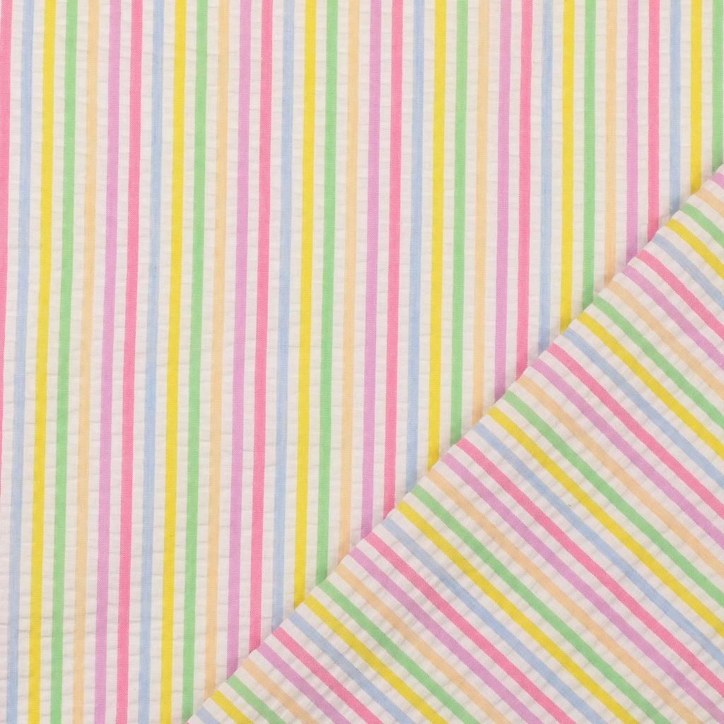 Seersucker Fabric Pastel Stripes