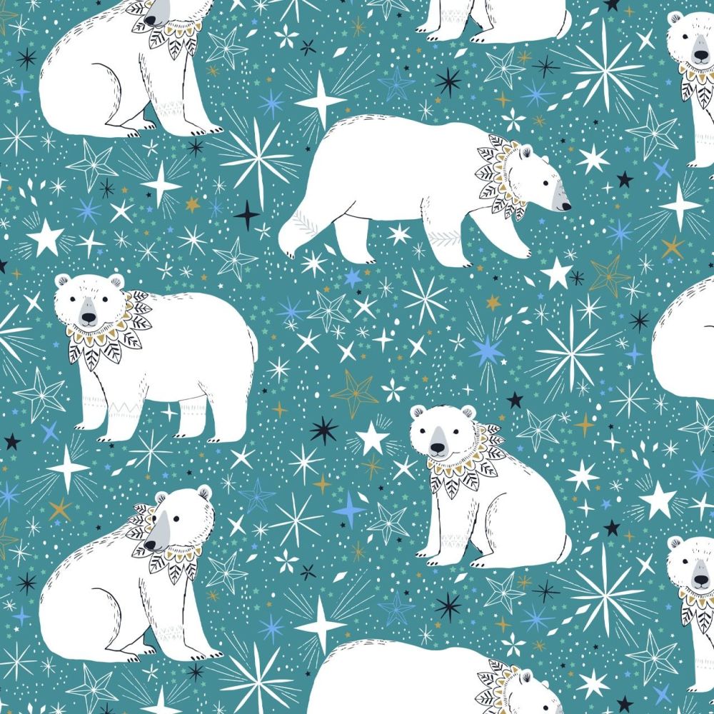 Dashwood Studio Cotton Fabric Arctic Bears Teal