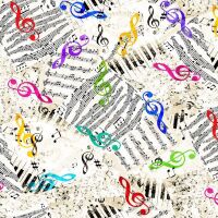 Timeless Treasures Cotton Fabric Musical Notes White