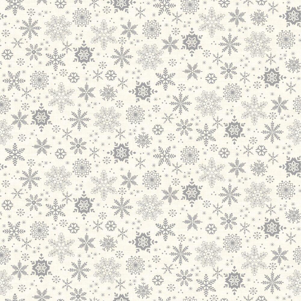 Makower Scandi Christmas Cotton Fabric Snowflake Grey