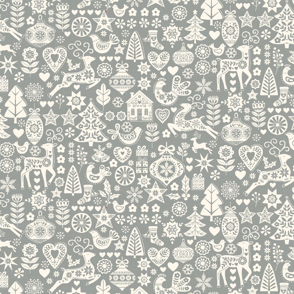 Makower Scandi Christmas Cotton Fabric Icons Grey