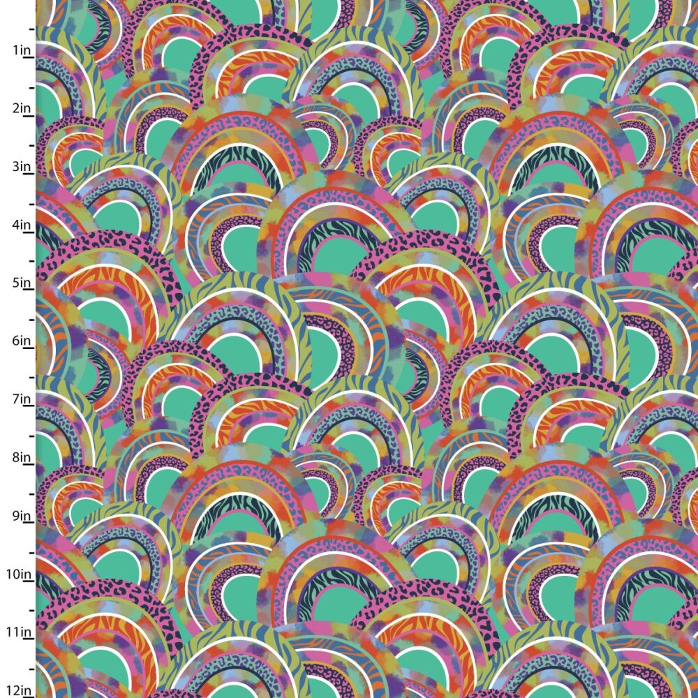 3 Wishes Cotton Fabric Rainbow Rhythm Groovy Rainbow