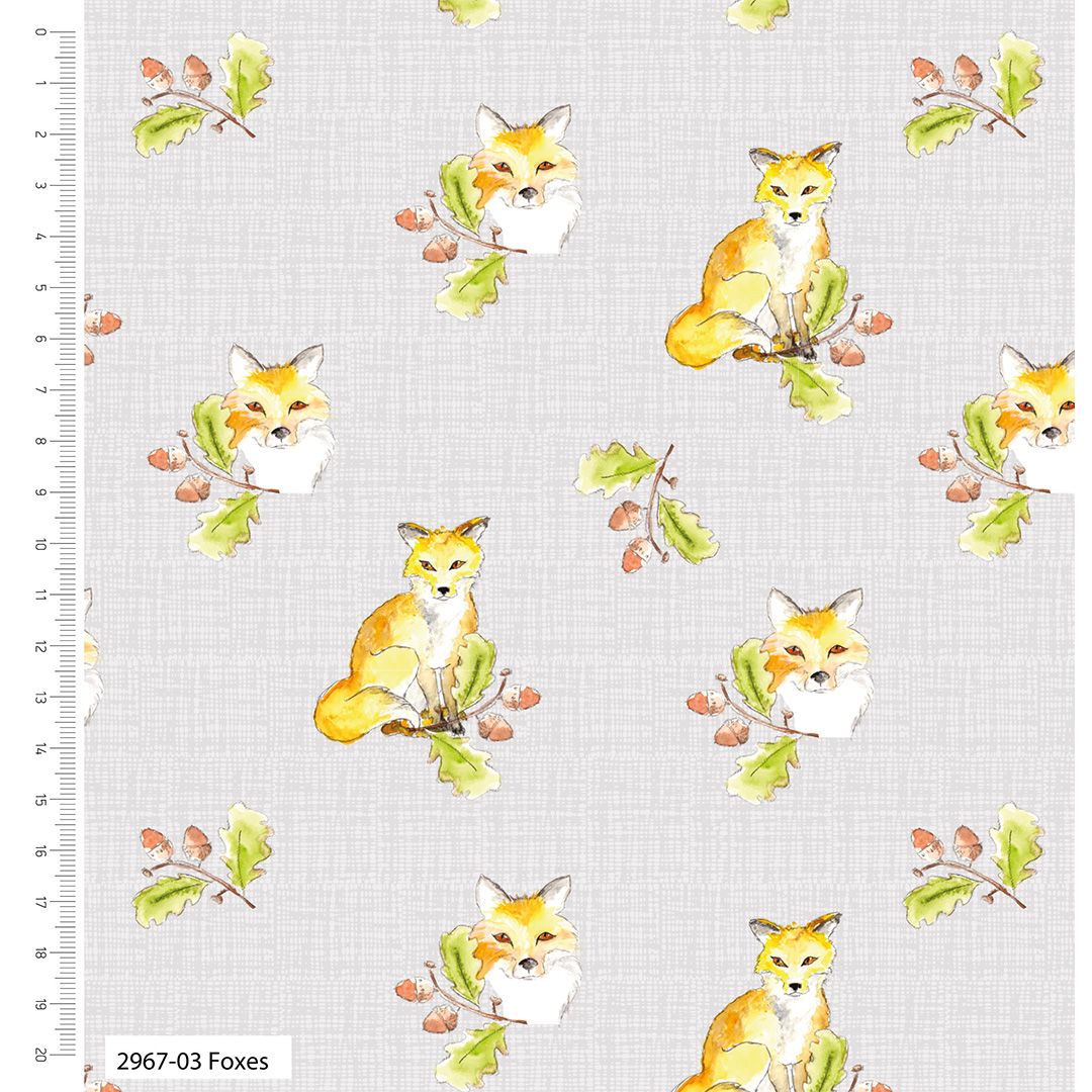 Debbie Shore A Country Walk Cotton Fabric Foxes