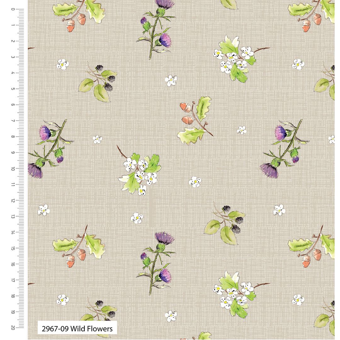 Debbie Shore A Country Walk Cotton Fabric Wild Flowers