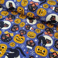 Little Johnny Cotton Jersey Fabric Cats & Pumpkins