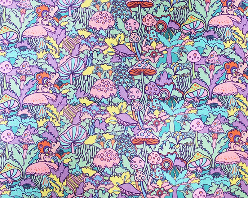 Little Johnny Cotton Fabric Retro Mushrooms