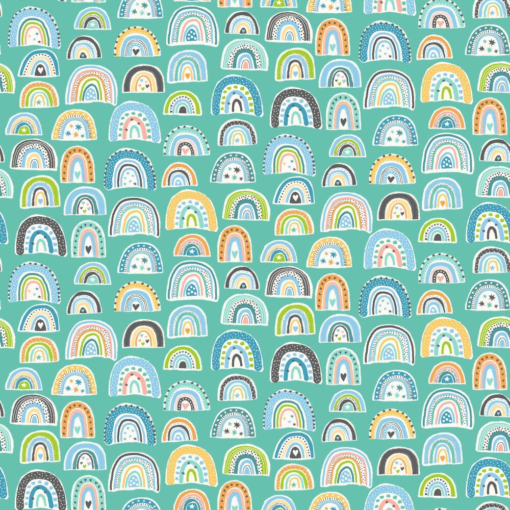 Makower Cotton Fabric In The Jungle Rainbows Blue