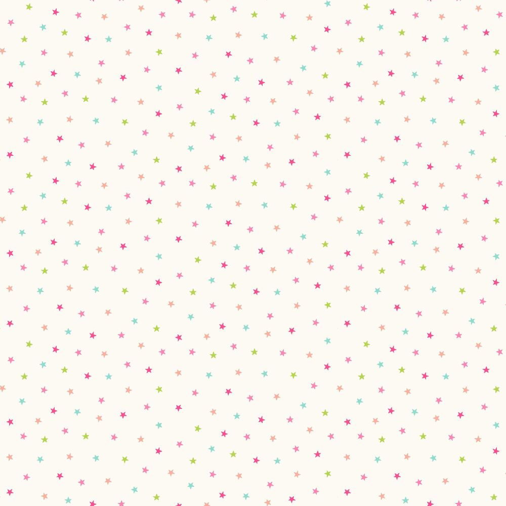Makower Cotton Fabric Stars Pink On Cream