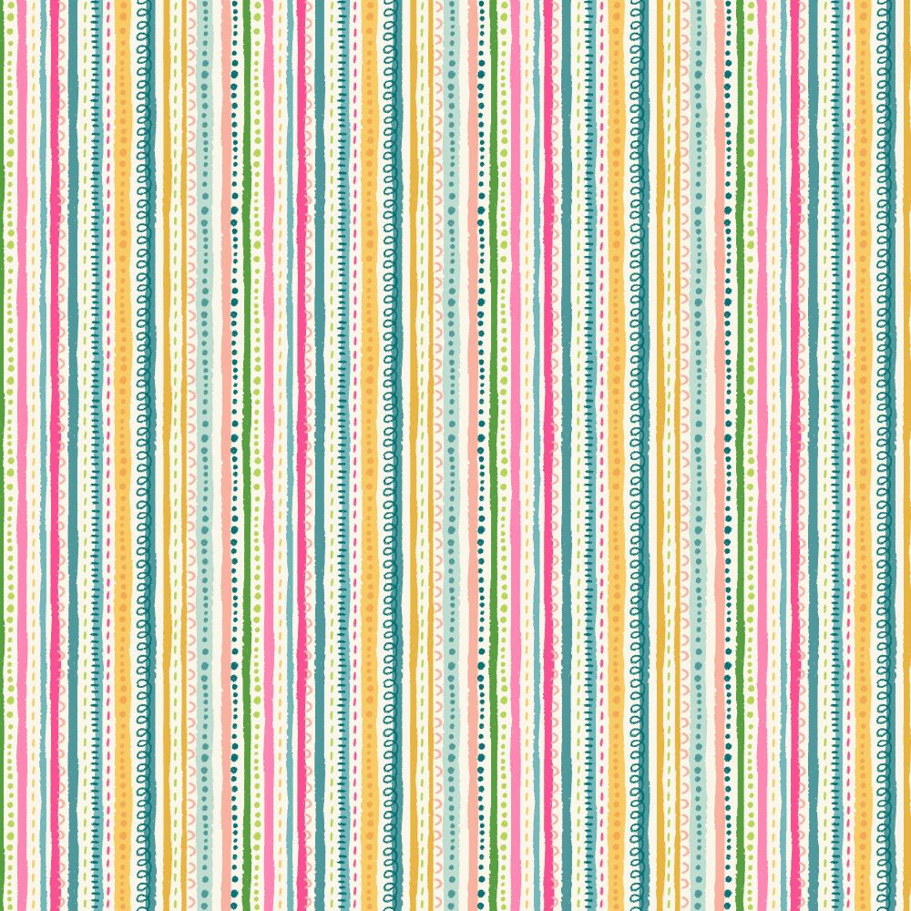 Makower Cotton Fabric In The Jungle Stripe Pink