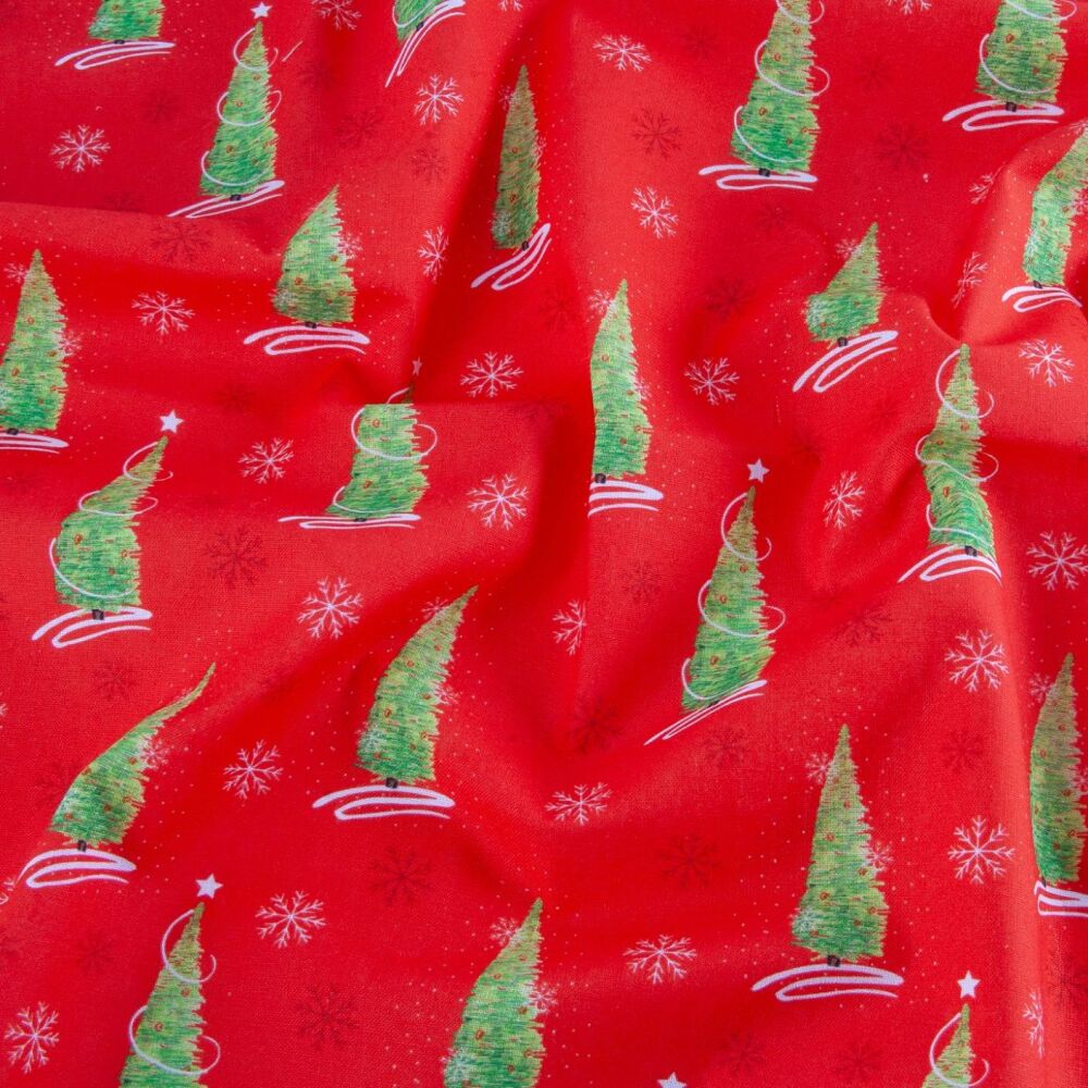 Debbie Shore Christmas Traditions Cotton Fabric Trees