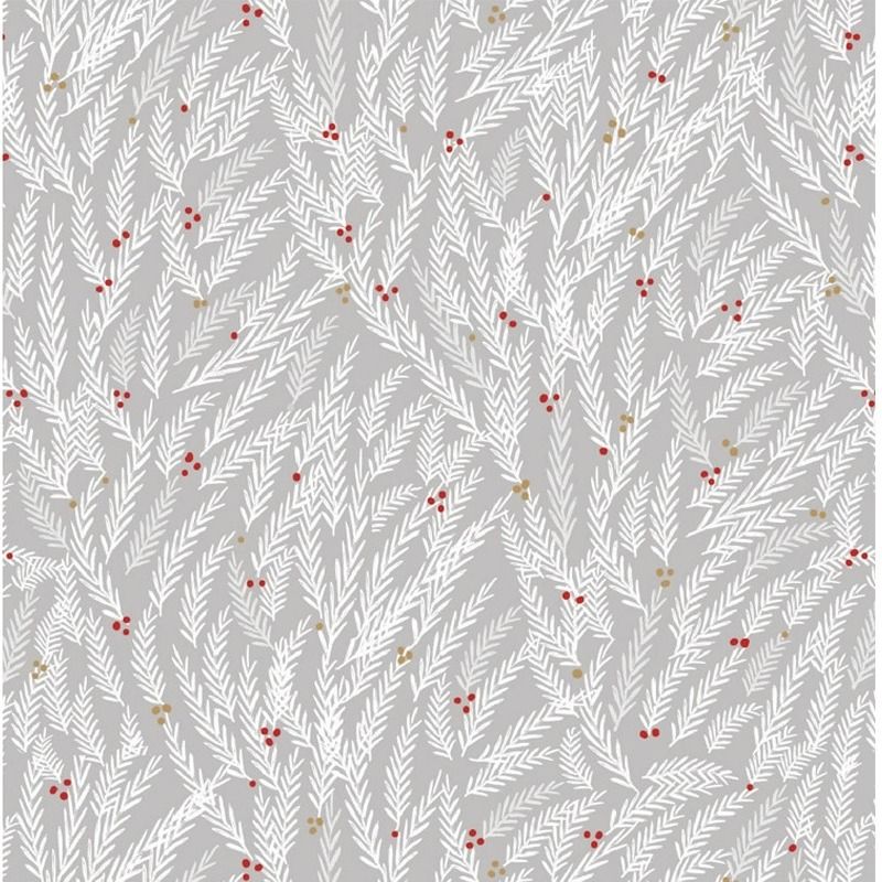 Victoria Louise Welcome Home Christmas Cotton Fabric Silver Fern