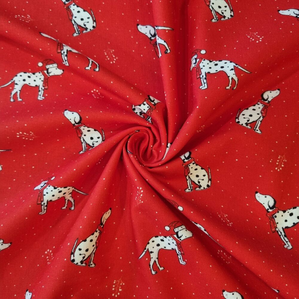 Christmas Pets Cotton Fabric Dalmation Spots