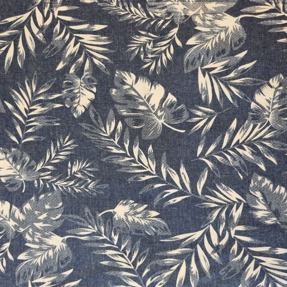 Lightweight Cotton Denim Chambray Fabric Leaves