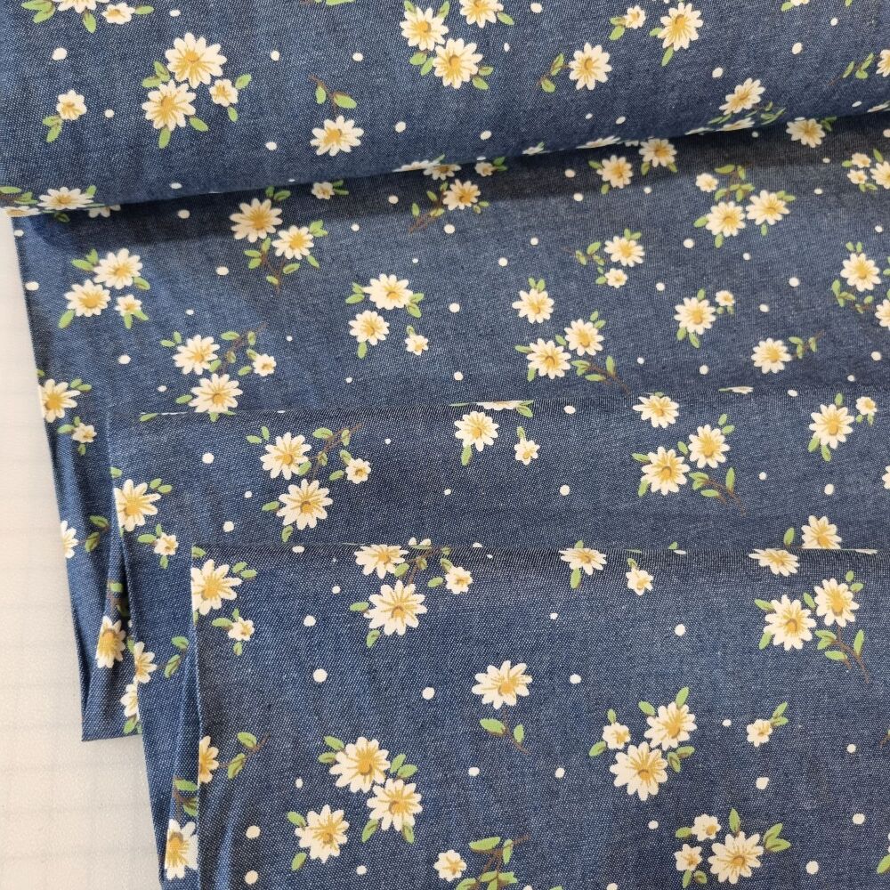 Lightweight Cotton Denim Chambray Fabric Daisy
