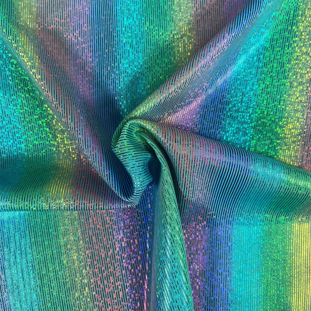 Jersey Dance Rainbow Foil Fabric Blues/ Purples