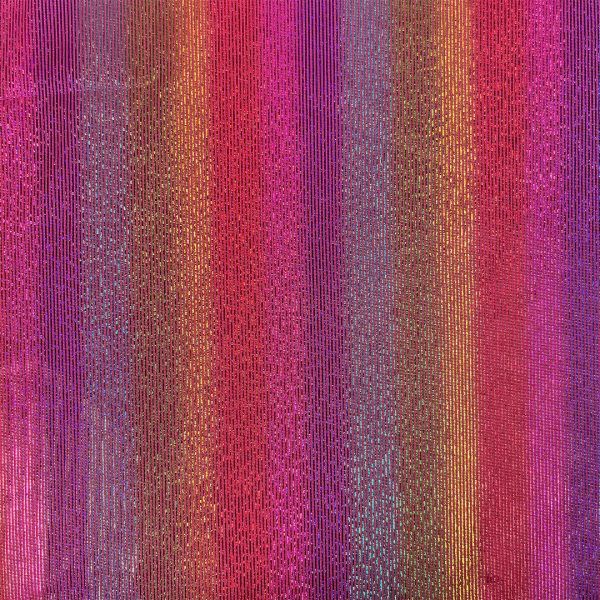 Jersey Dance Rainbow Foil Fabric Pink