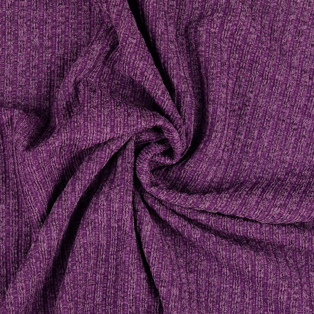Ribbed Jersey Knit Melange Fabric Purple