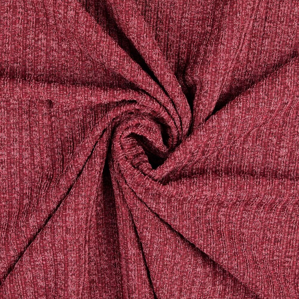 Ribbed Jersey Knit Melange Fabric Red
