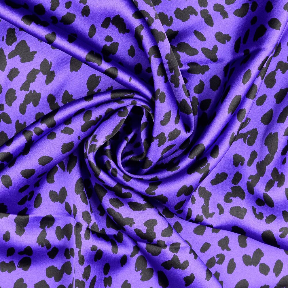 Silky Satin Polyester Fabric Spots Cadbury Purple