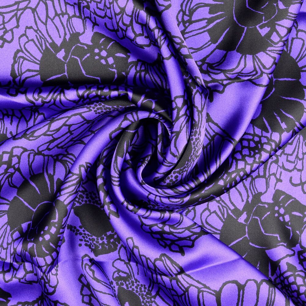Silky Satin Polyester Fabric Flowers Cadbury Purple