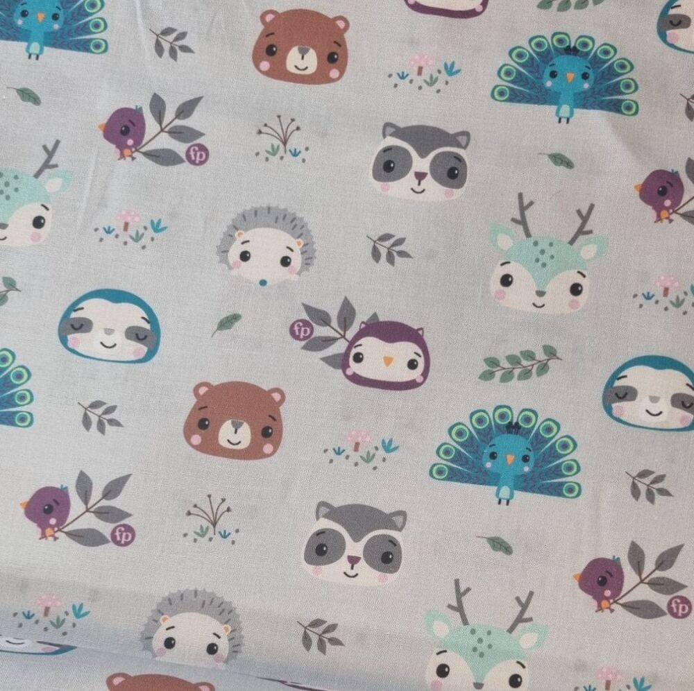 Fisher Price Cotton Fabric Forest Faces
