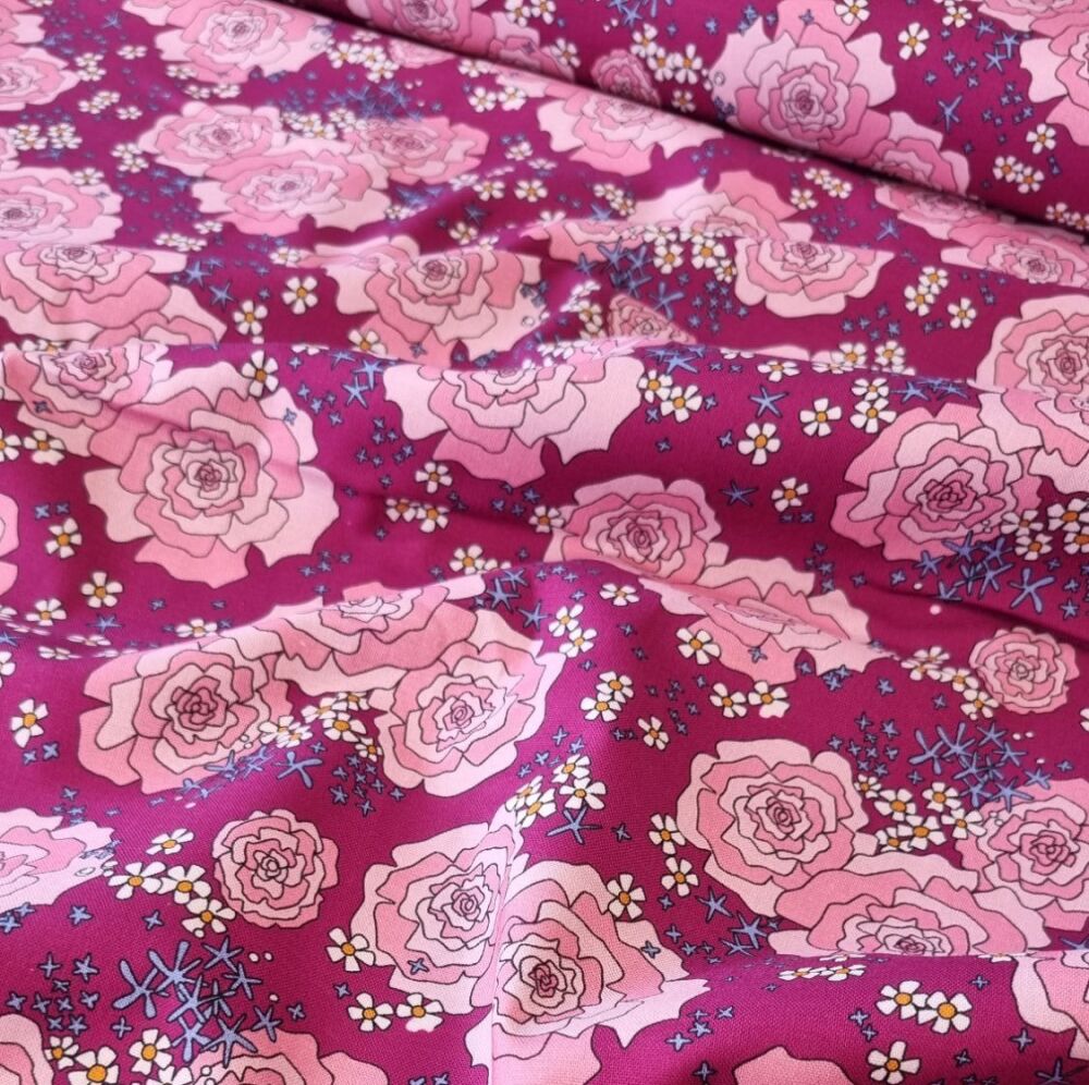 The Crafty Lass Cotton Fabric Midnight Meadows Everything's Rosey