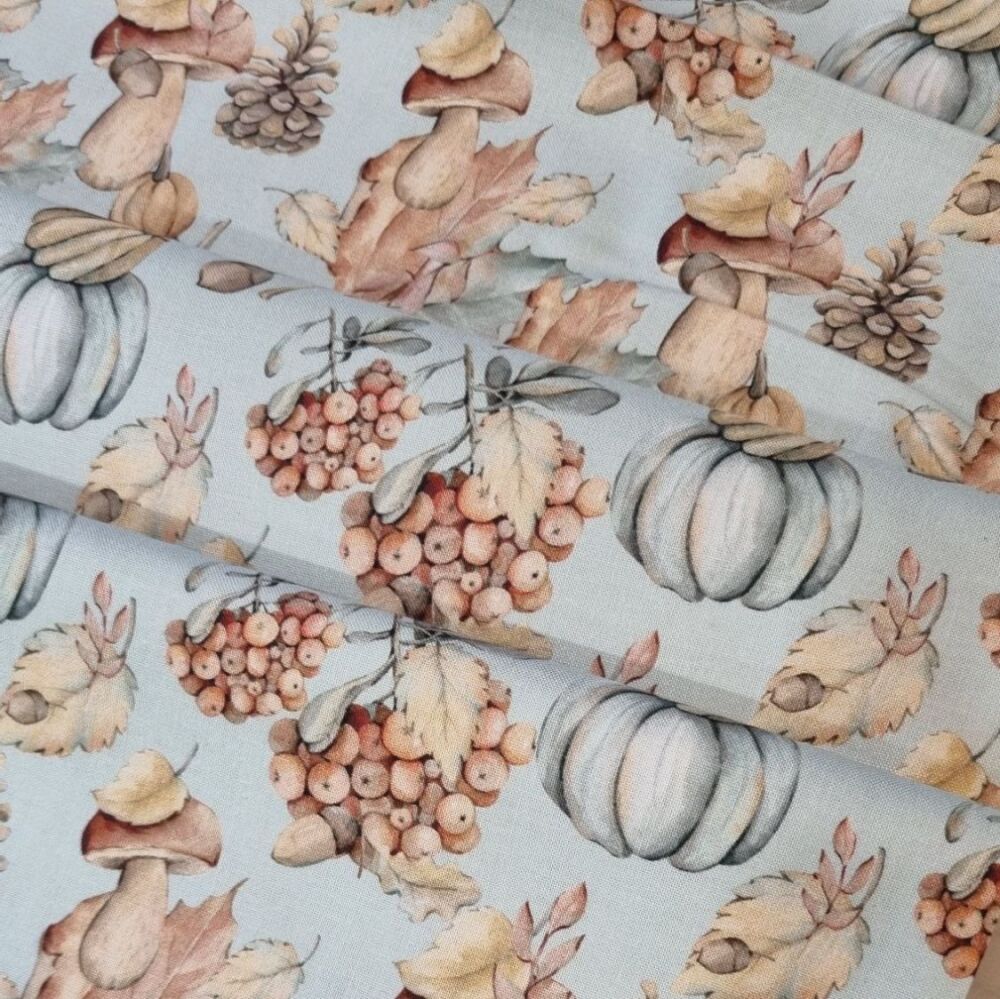 3 Wishes Organic Cotton Fabric Falling Leaves Autumn Foliage
