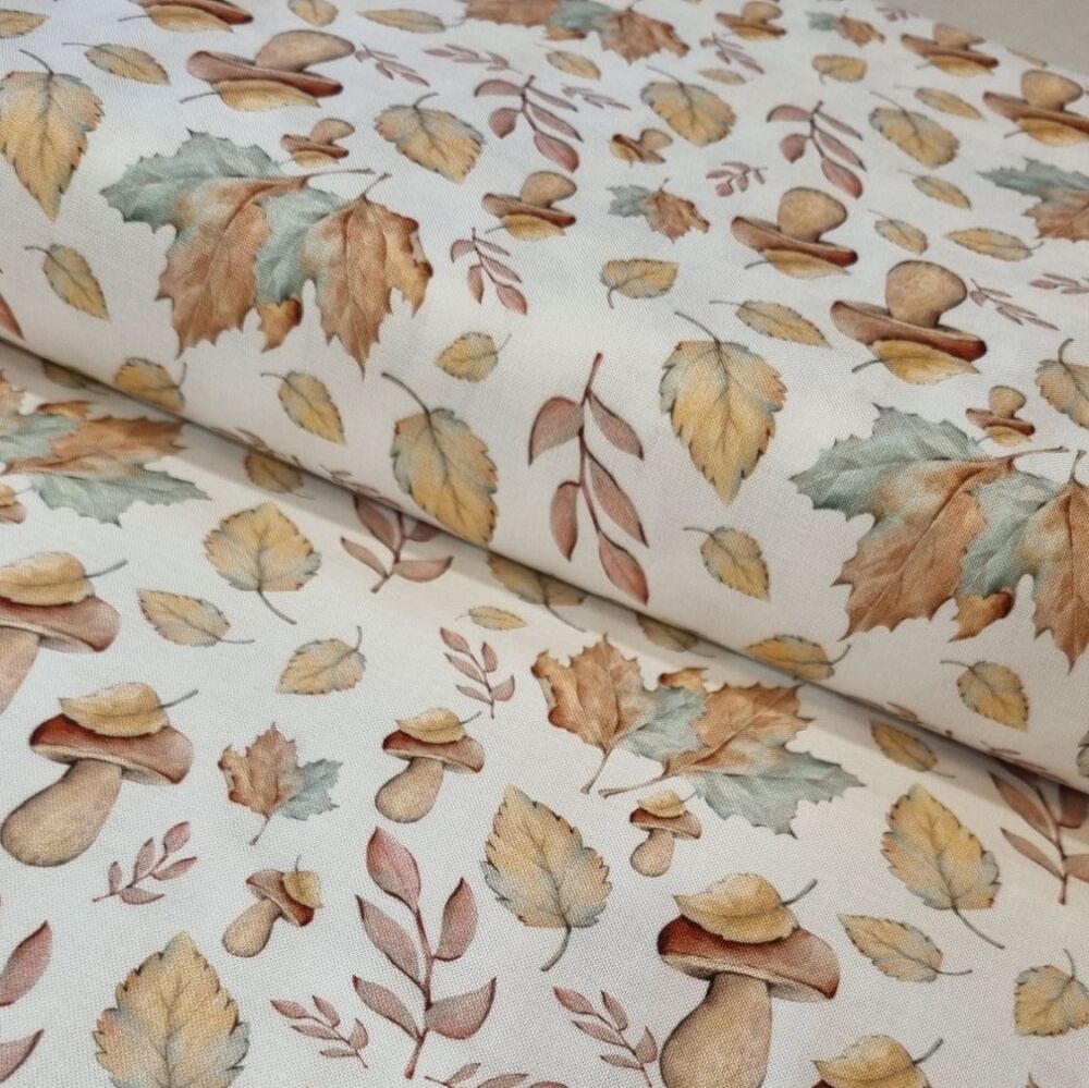 3 Wishes Organic Cotton Fabric Falling Leaves Autumn Walks